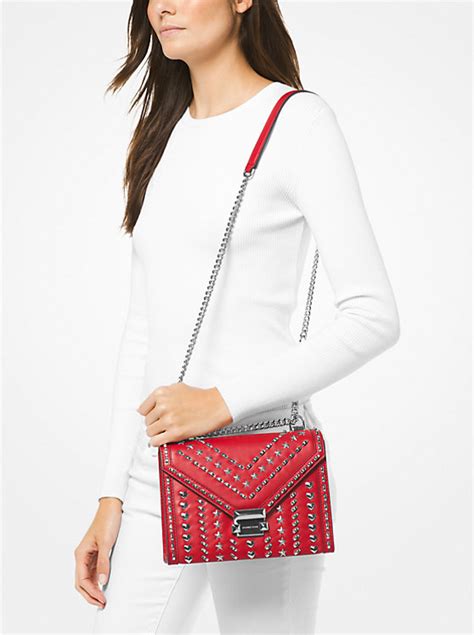 Whitney Large Studded Leather Convertible Shoulder Bag